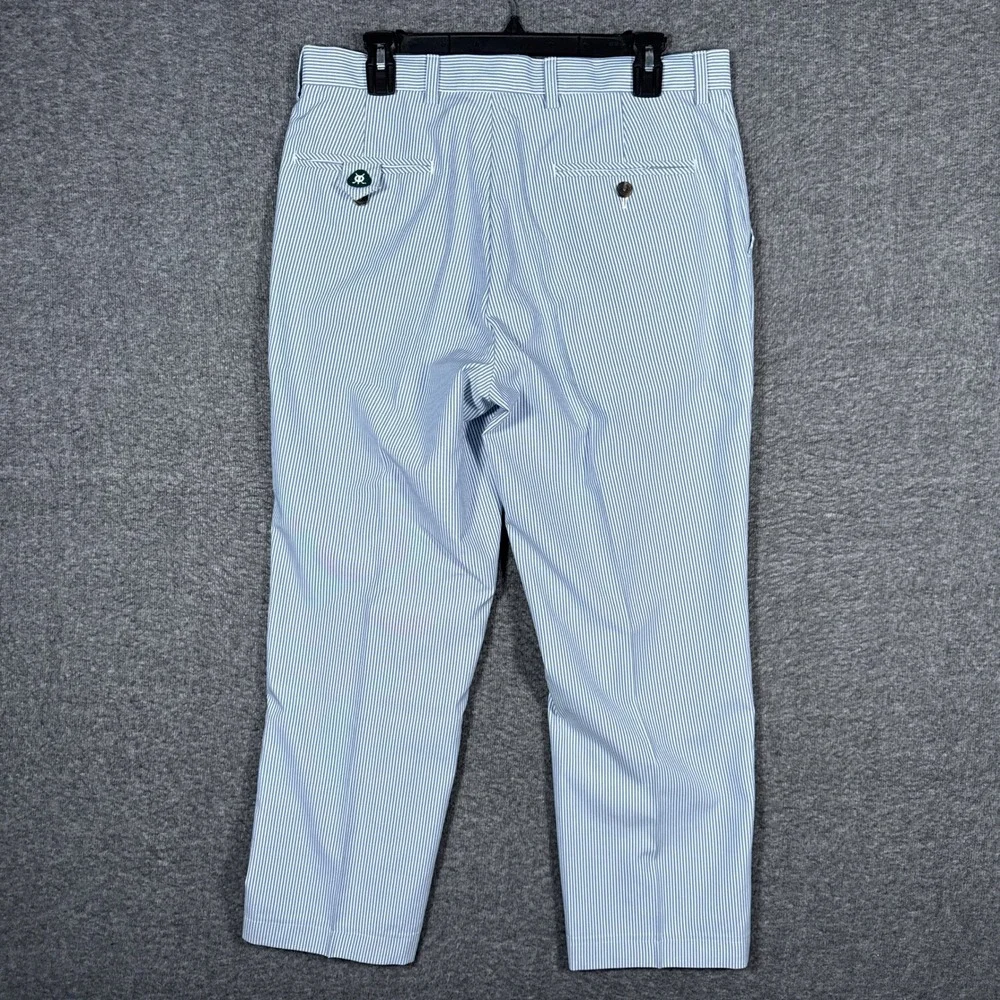 Brooks Brothers Pants Men 33x30(33x26) Blue White Striped St Andrews Link Golf